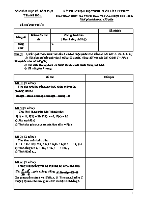Đề thi chọn học sinh giỏi lớp 12 THPT giải Toán trên máy tính cầm tay năm học 2015 2016